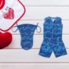 New Born Baby Organic Cotton Front Open Sleeveles Jhabla with Sorts & Langot/Nappies for Unisex (Baby Boys & Baby Girls) Clothes Sando Vest Casual Regular Fit (0-3 Months, Blue)