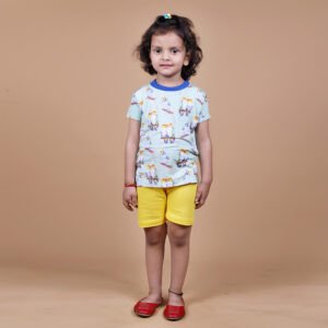 Baby Cotton T-Shirt and Shorts Set for Unisex (Baby Boys & Baby Girls) - Baby Boys & Girls Clothes Casual Regular Fit (yellow)