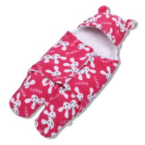 MATRIKAA Warm Supersoft New Born Hooded Baby Swaddle Wrapper/Baby Wrap Blanket for Winters (Pink) | (0-6Months) | (72x72cm)