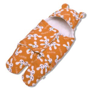 MATRIKAA Warm Supersoft New Born Hooded Baby Swaddle Wrapper/Baby Wrap Blanket for Winters (Orange) | (0-6Months) | (72x72cm)