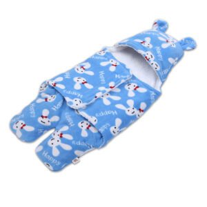 MATRIKAA Warm Supersoft New Born Hooded Baby Swaddle Wrapper/Baby Wrap Blanket for Winters (Blue) | (0-6Months) | (72x72cm)