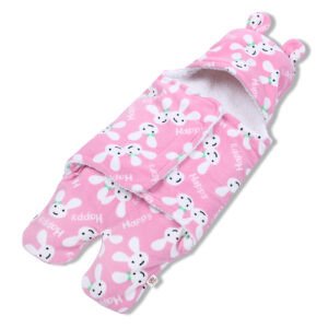 MATRIKAA Warm Supersoft New Born Hooded Baby Swaddle Wrapper/Baby Wrap Blanket for Winters (FloralPink) | (0-6Months) | (72x72cm)
