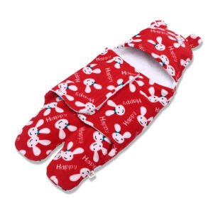 MATRIKAA Warm Supersoft New Born Hooded Baby Swaddle Wrapper/Baby Wrap Blanket for Winters (Red) | (0-6Months) | (72x72cm)
